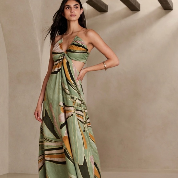 Banana Republic Dresses & Skirts - Banana Republic Manon Linen-Blend Maxi Dress Size 6 Green Metallic NWOT NEW $220
